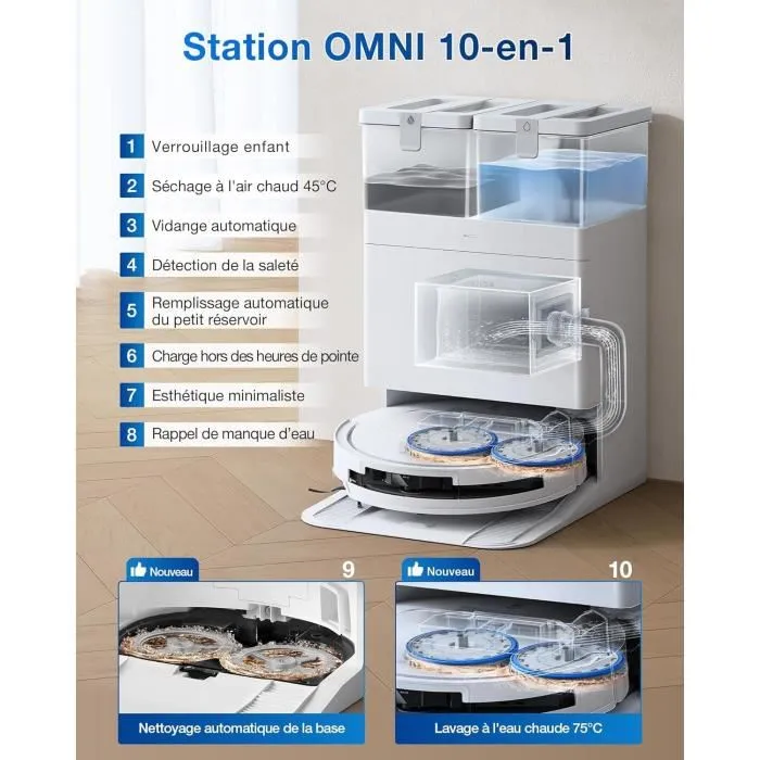 Ecovacs T50 OMNI WHite Gen2 Robot aspirador con base 21000 Pa Cepillo lateral extensible Mopa ZeroTangle 2.0 2