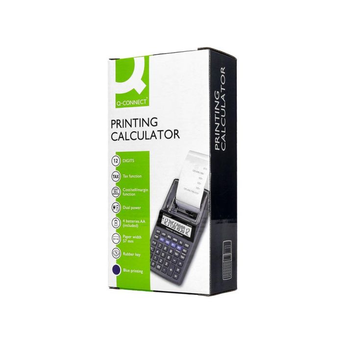 Calculadora Q-Connect Impresora Pantalla Papel Kf11213 12 Digitos Tinta Azul 3