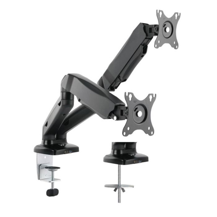 Ewent EW1516 Soporte Dual Ergonómico de Escritorio con Resorte de Gas para 2 Monitores hasta 32 Pulgadas, VESA, USB 3.1, Negro 1 Ewent EW1516 Soporte Dual Ergonómico de Escritorio con Resorte de Gas para 2 Monitores hasta 32 Pulgadas, VESA, USB 3.1, Negro 1