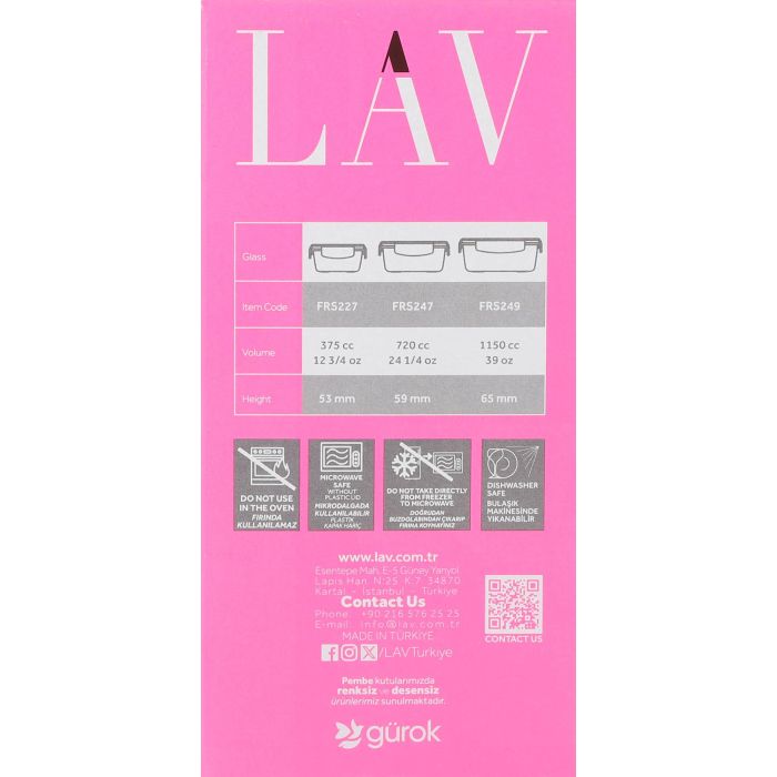 Lav Set 3 Fiambreras Herméticas Fresco - 11.5x5.3 cm, 4.2x6 cm, 17x6 cm (8 Cajas) 2