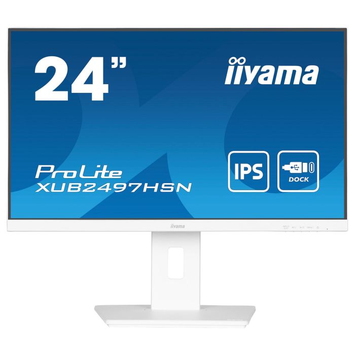 Iiyama Monitor LED IPS 24" Full HD (1920x1080) 100Hz 1ms XUB2497HSN-W2 - USB-C Dock, RJ45 Ethernet, Altura Ajustable, VESA, Blanco
