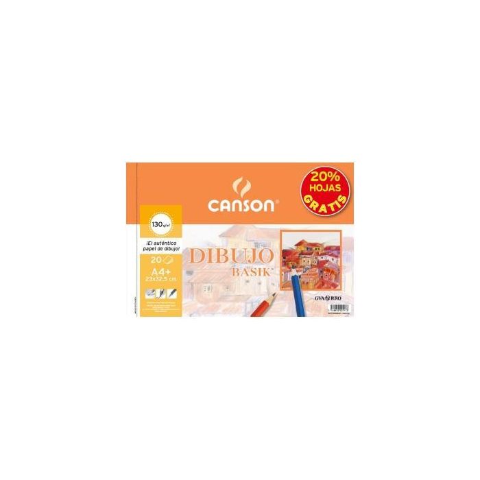 Canson Bloc Dibujo Basik Espiral 20H+20% Gratis A4+ 130 gr Microperforado Blanco Natural -10U- Canson Bloc Dibujo Basik Espiral 20H+20% Gratis A4+ 130 gr Microperforado Blanco Natural -10U-