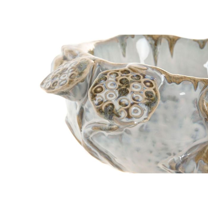 DKD Home Decor Centro de Mesa Shabby Blanco y Azul de Cerámica 25 x 13 x 28 cm 2