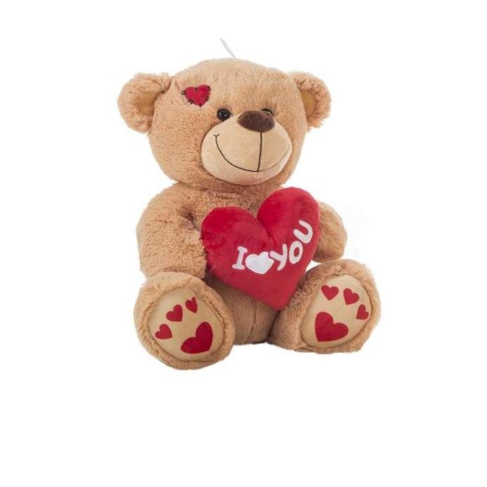 Peluche oso c/corazón love huellas 35cm. Peluche oso c/corazón love huellas 35cm.