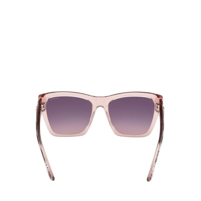 Guess Gafas GU00113 57Z - Gafas de sol para mujer, diseño cuadrado, montura beige brillante, lentes degradado violeta, 55 mm 1