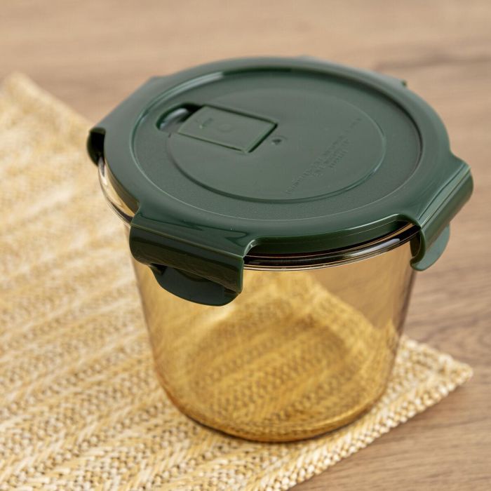 Fiambrera Hermética Bidasoa Infinity Redonda 700 ml Amarillo Vidrio (12 Unidades) 4 Fiambrera Hermética Bidasoa Infinity Redonda 700 ml Amarillo Vidrio (12 Unidades) 4