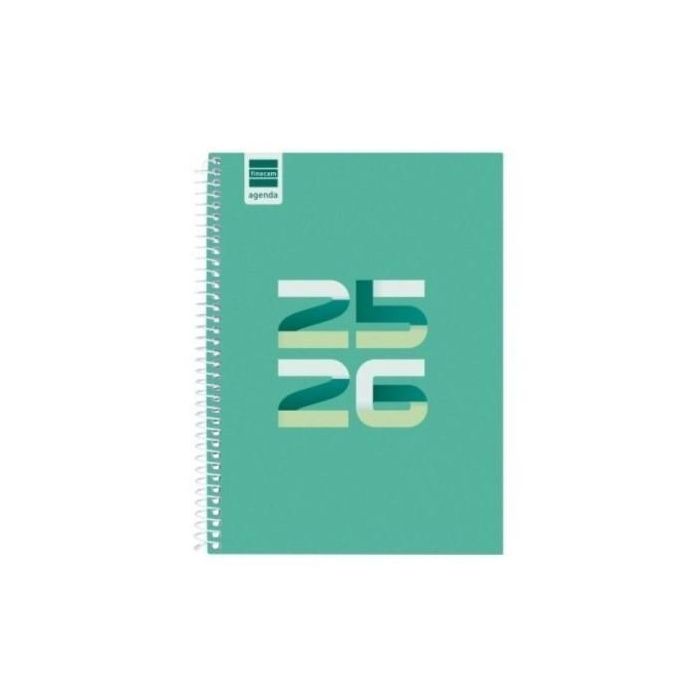 Finocam Agenda Espiral Para Estudiantes 2025-2026, Organización Curso Lectivo, Verde