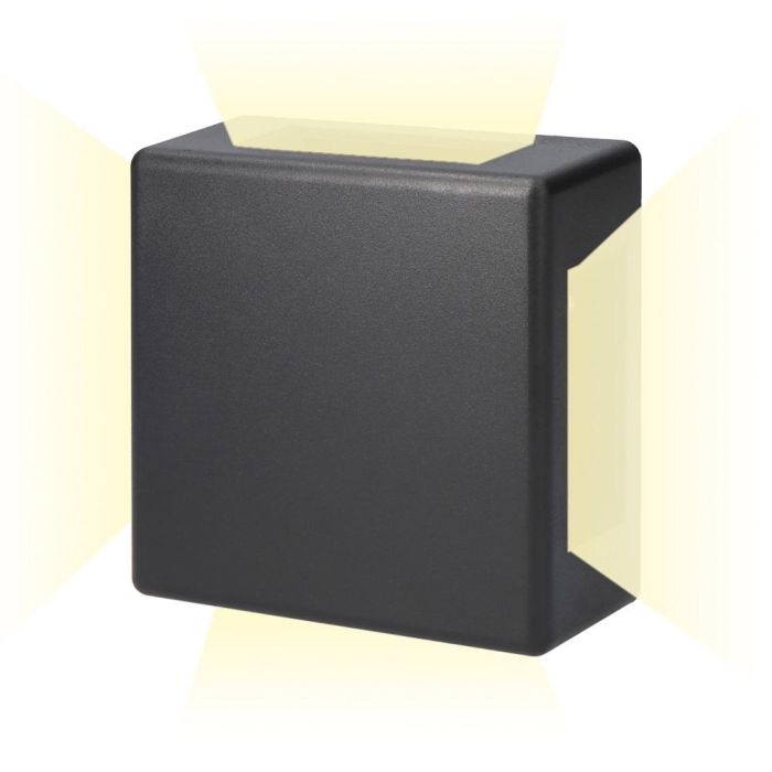 Edm Aplique LED cuadrado 4 proyecciones 6W 516lm 3000K luz cálida IP54 11.5x11.5x5cm 1 Edm Aplique LED cuadrado 4 proyecciones 6W 516lm 3000K luz cálida IP54 11.5x11.5x5cm 1