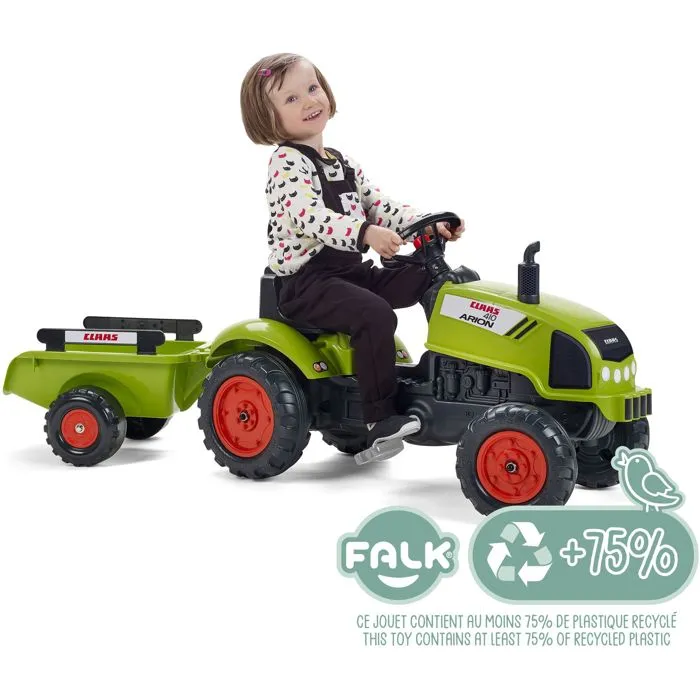 Falk Tractor de Pedales Claas Arion con Remolque para Niños de 2 a 5 Años 1