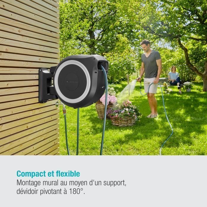 Gardena 18632-20 Soporte de Manguera Mural RollUp XL Automático 35m Ø13mm con Kit Completo Liseret Blanco 2 Gardena 18632-20 Soporte de Manguera Mural RollUp XL Automático 35m Ø13mm con Kit Completo Liseret Blanco 2