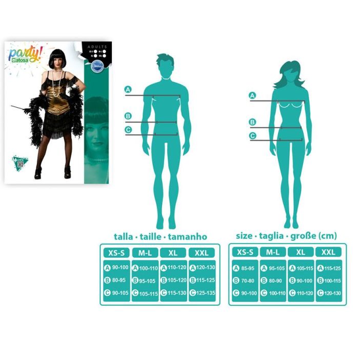 Disfraz Cabaret Dorado Flecos Mujer Adulto XL 3