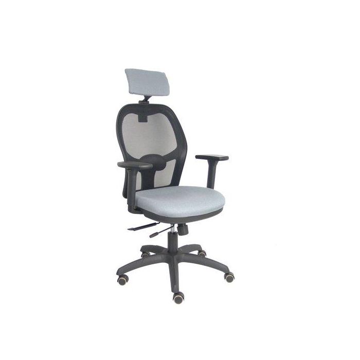Silla Piqueras Y Crespo Jorquera Brazos 3D Y Cabecero Regulables Mecanismo Sincro Con Traslack Ruedas Parquet Respaldo De Malla Negra Y Asiento Tapizado Bali Gris