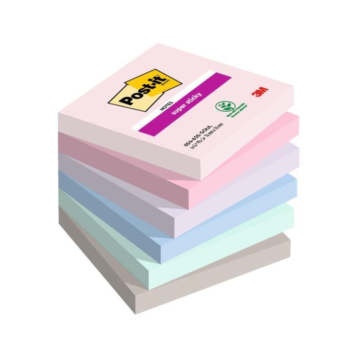 Bloc De Notas Adhesivas Quita Y Pon Post It Super Sticky Carnival 100% Pefc 76x127 mm Pack De 6 Blocs Colores