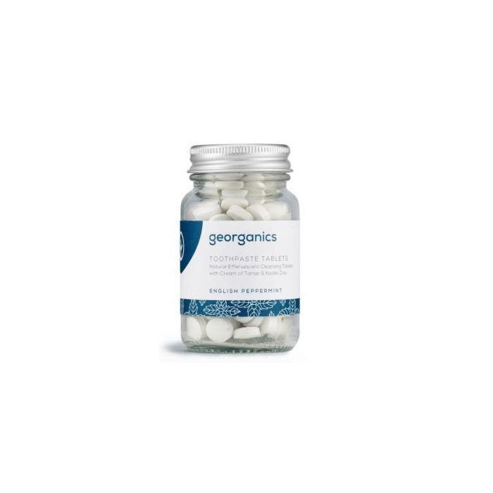 GEORGANICS Dentífrico Mineral Menta 120 Comprimidos Efervescentes Vegano Sin Flúor para Limpieza y Reducción de Placa
