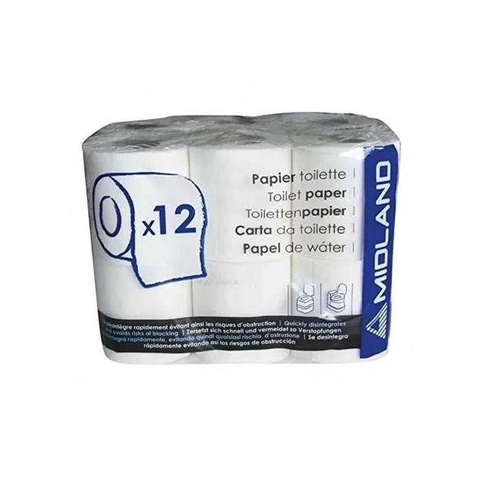 Midland Papel Higiénico Químico Especial Portátil y Casete - Paquete de 12 Rollos para Evitar Bloqueos 1
