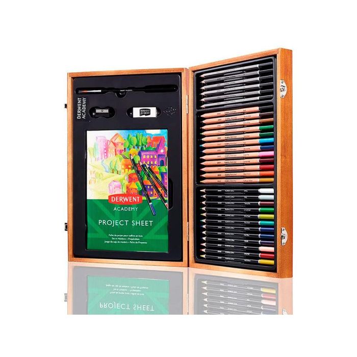 Estuche De Pintura Derwent Academy Madera Lapices De Colores 35 Piezas 4