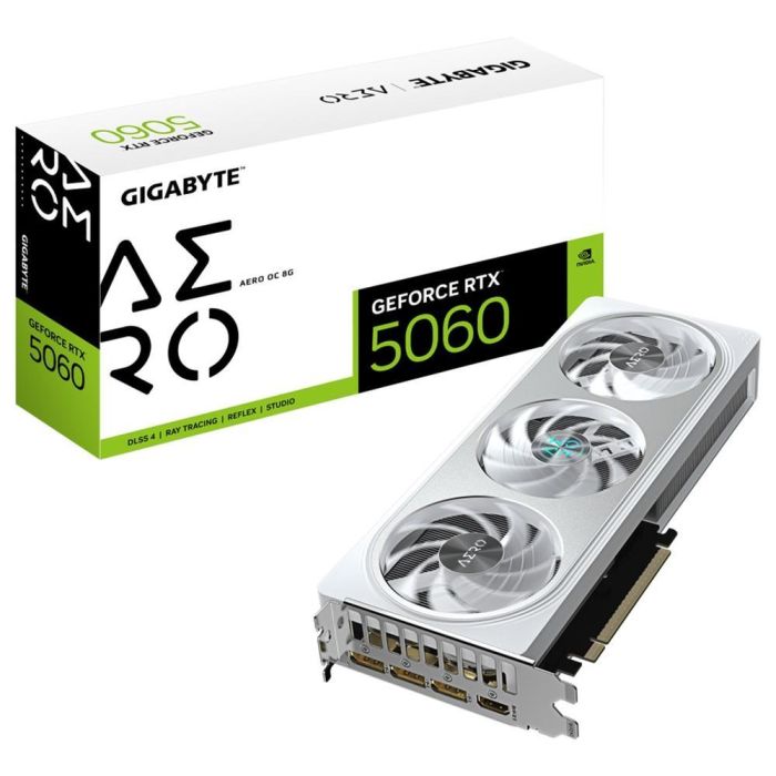GIGABYTE GV-N5060AERO OC-8GD Tarjeta Gráfica NVIDIA GeForce RTX 5060 AERO OC, 8GB GDDR7, PCI Express 5.0, Windforce 3X