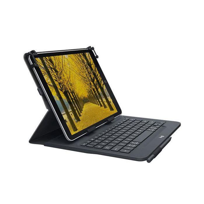 Logitech Universal Folio Funda con Teclado Bluetooth para Tablets 9-10 Pulgadas Multi-OS Resistente a Derrames y Soporte Lápiz