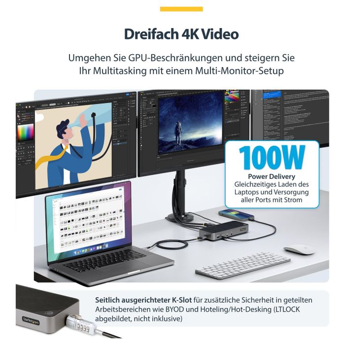 Hub USB Startech 116E-USBC-DOCK 8