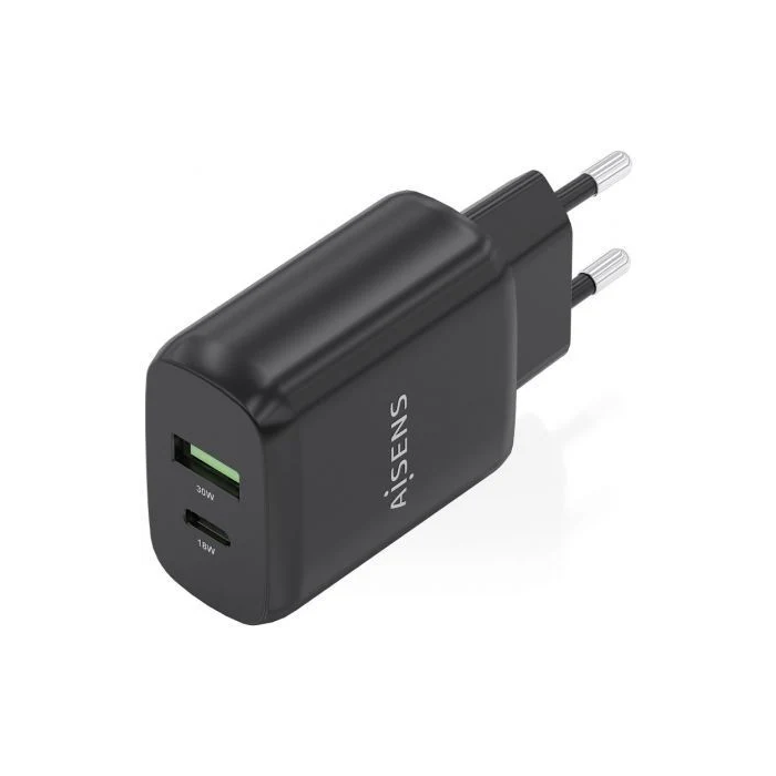 AISENS - CARGADOR GaN 30W, 1xUSB-C PD3.0 QC4.0, 1xUSB-A QC3.0, NEGRO 1