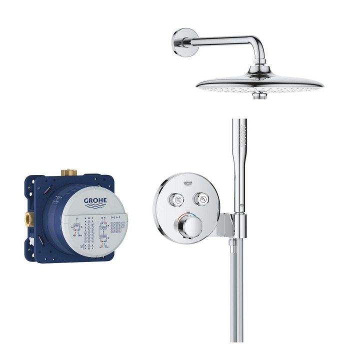 Grohe 34878000 Conjunto de Ducha Empotrado con Mezclador Termostático, Todo Tipo de Chorros, Gris 1 Grohe 34878000 Conjunto de Ducha Empotrado con Mezclador Termostático, Todo Tipo de Chorros, Gris 1