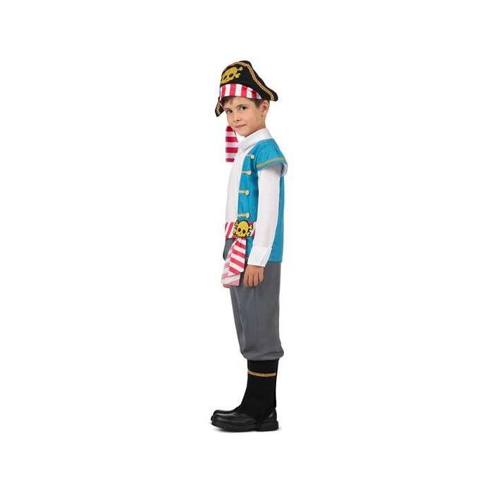 Disfraz pirata gorro, camisa con chaleco y faja, pantalón y cubrebotas talla 5-6 y 1 Disfraz pirata gorro, camisa con chaleco y faja, pantalón y cubrebotas talla 5-6 y 1