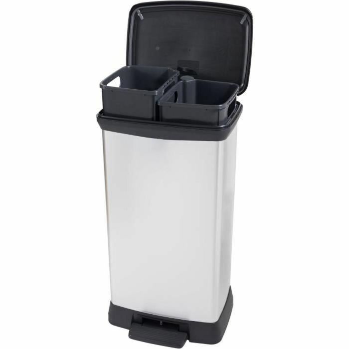 Curver CUR3253924839981 Papelera Duo Rectángulo DECO BIN, 46L (23+23L) Doble Compartimento, 39x29x72cm, Gris Metalizado 0 Curver CUR3253924839981 Papelera Duo Rectángulo DECO BIN, 46L (23+23L) Doble Compartimento, 39x29x72cm, Gris Metalizado 0