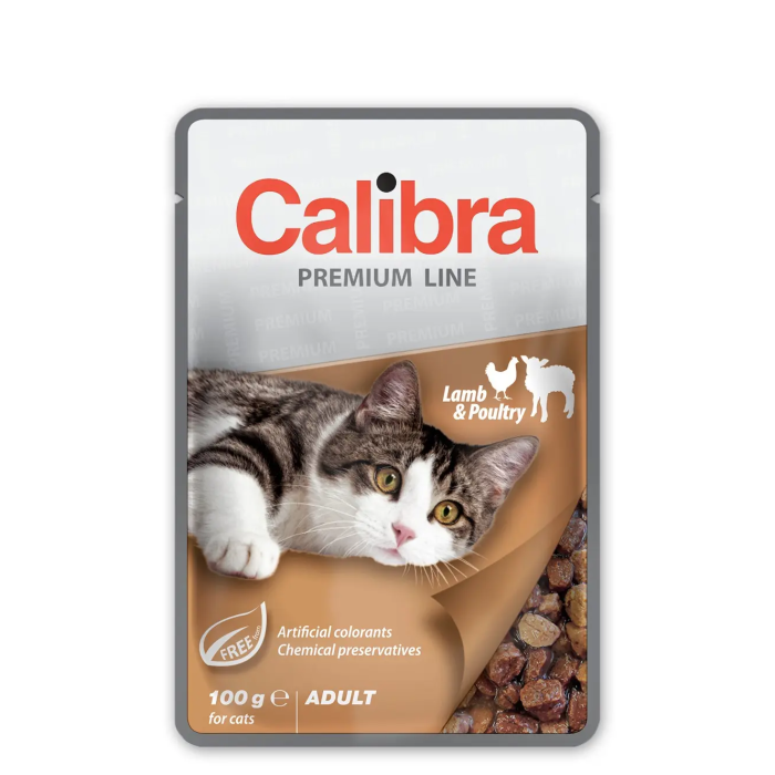 Calibra Bocaditos para Gatos Adultos en Salsa de Cordero y Pollo, 24x100 gr
