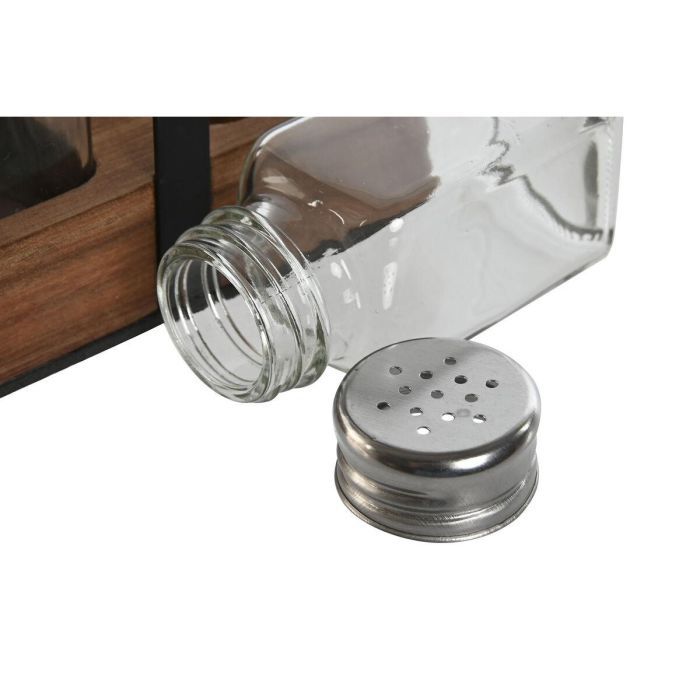 Salero y Pimentero Home ESPRIT Negro Cristal Madera de acacia 12 x 6 x 17,5 cm 1
