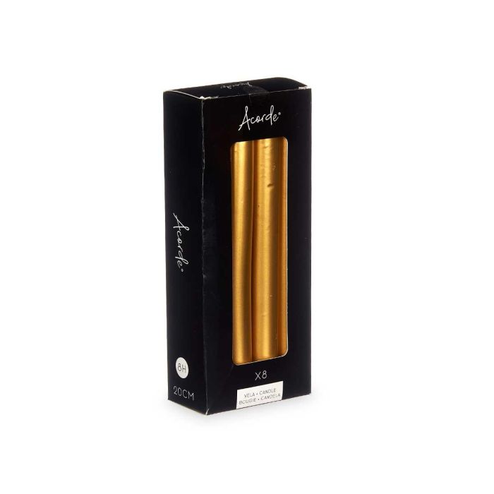 Set 8 Cirios Oro 20 Cm 8 Horas Acorde (12 Unidades) 2 Set 8 Cirios Oro 20 Cm 8 Horas Acorde (12 Unidades) 2