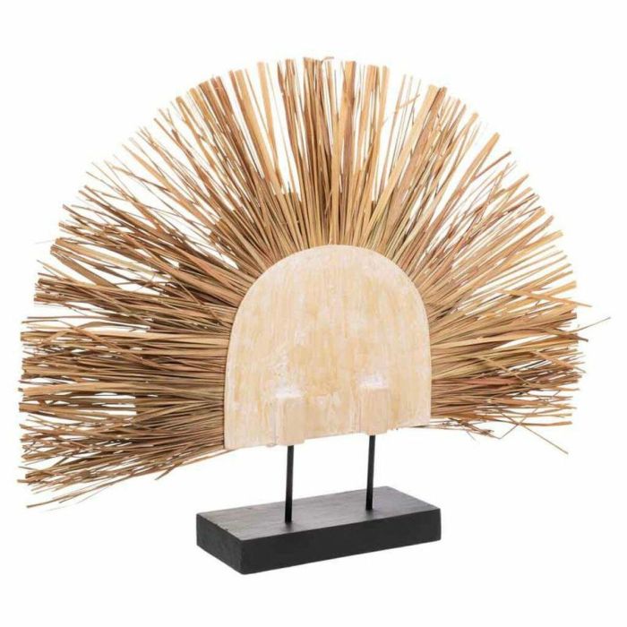 Figura Decorativa Alexandra House Living Negro Natural Madera Hierro Algas marinas Pavo real 53 x 12 x 64 cm 3