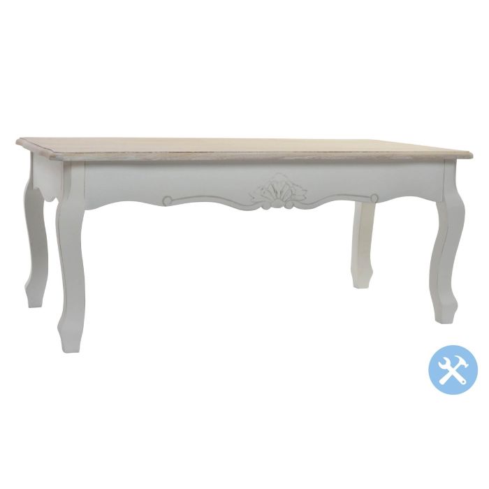 DKD Home Decor Mesita Auxiliar Tradicional Colección Versalles3 Madera Abeto Blanco Natural 120x60x50 cm