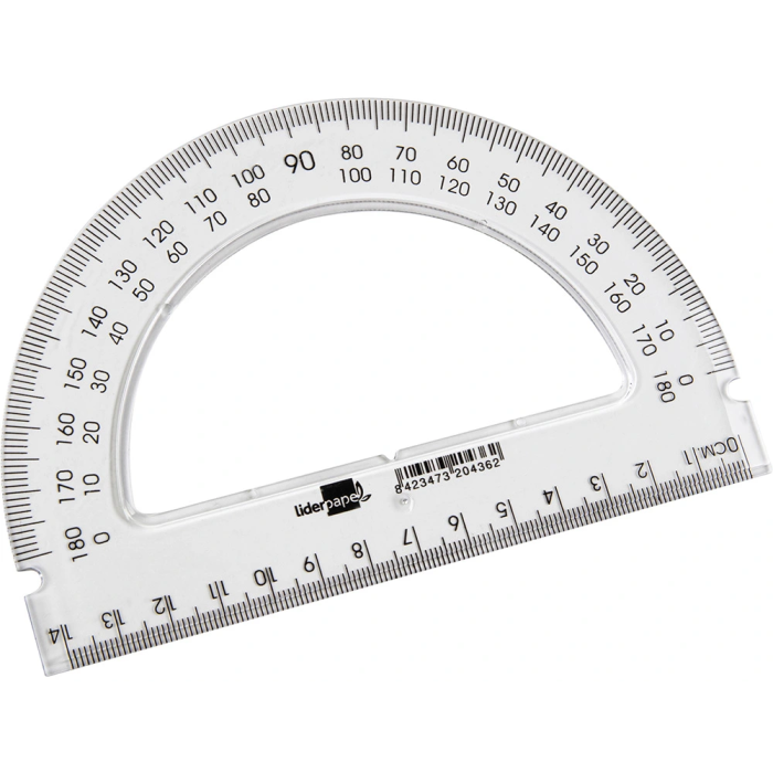 Liderpapel Semicirculo Transportador de Angulos 14 cm Plastico Transparente 0-180 grados 4
