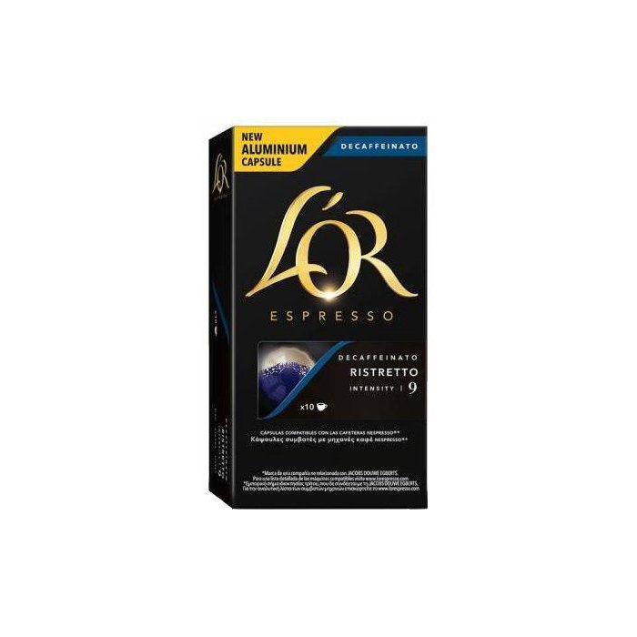 L'OR Café Espresso Descafeinado, Fuerza 6, Cápsulas Compatibles Nespresso - Caja de 10 unidades