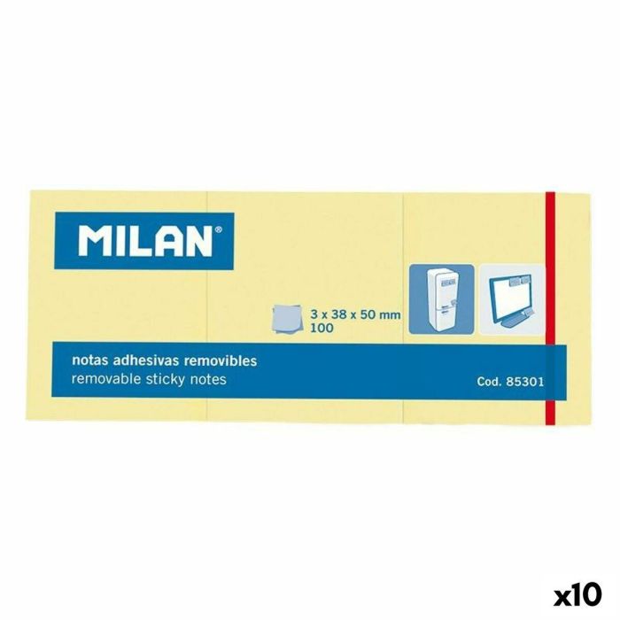 Notas Adhesivas Milan 3 in 1 Amarillo 38 x 50 mm (10 Unidades) 2 Notas Adhesivas Milan 3 in 1 Amarillo 38 x 50 mm (10 Unidades) 2