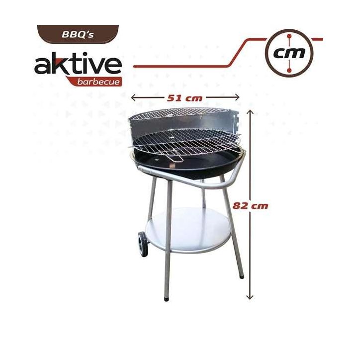 Barbacoa de Carbón con Ruedas Aktive Metal esmaltado 51 x 82 x 51 cm Negro 2