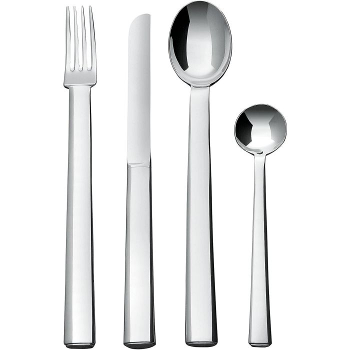 Alessi JH01S24 Juego de Cubiertos de 24 Piezas en Acero Inoxidable 18/10, Diseño de Josef Hoffmann Alessi JH01S24 Juego de Cubiertos de 24 Piezas en Acero Inoxidable 18/10, Diseño de Josef Hoffmann