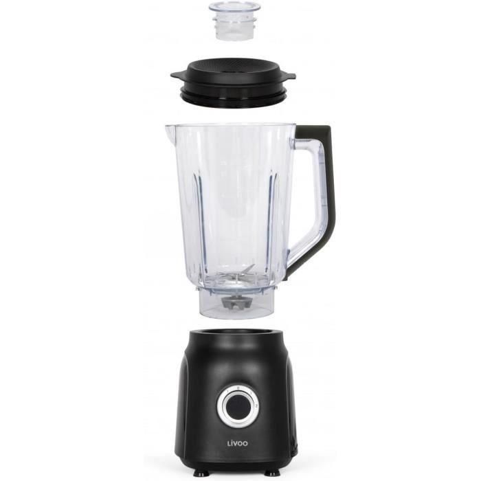 Batidora - LIVOO - 1,5 L - 600 W - 22.000 rpm - 2 velocidades - Negra 1 Batidora - LIVOO - 1,5 L - 600 W - 22.000 rpm - 2 velocidades - Negra 1