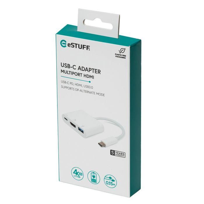eSTUFF Hub Multiport USB-C a HDMI, USB 3.0 y Carga Type-C para Macbooks y iPads 2