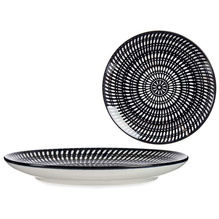 Plato llano Kinvara 24 cm círculo étnico negro - Porcelana (24 Unidades)