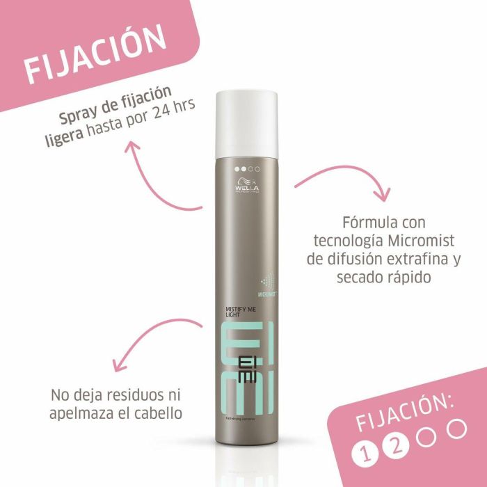 Wella Professionals EIMI Mistify Me Light Spray de Peinado Fijación Ligera Nivel 2 Micromist para Todo Tipo de Cabello 500 ml 4