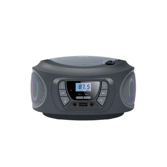 Fonestar Radio CD Boom - One - G USB FM con entrada auxiliar, efectos luminosos y portátil - Gris 1 Fonestar Radio CD Boom - One - G USB FM con entrada auxiliar, efectos luminosos y portátil - Gris 1