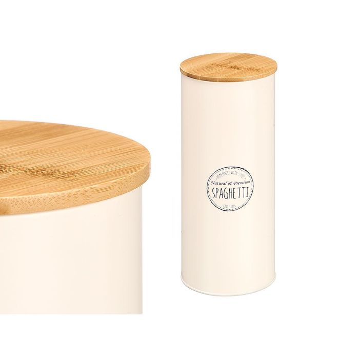 Tarro Alto Tapa Bambu Espagueti Crema Kinvara 11x31x11cm (Set de 12) 0 Tarro Alto Tapa Bambu Espagueti Crema Kinvara 11x31x11cm (Set de 12) 0