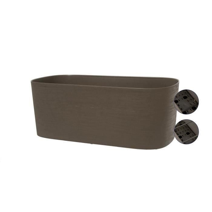 Jardinera XL con reserva de agua - GARDEN ID Respect - Taupe 80 x 38 cm - 100% residuos domésticos - 100% reciclable - Superficie estructurada. 2 Jardinera XL con reserva de agua - GARDEN ID Respect - Taupe 80 x 38 cm - 100% residuos domésticos - 100% reciclable - Superficie estructurada. 2