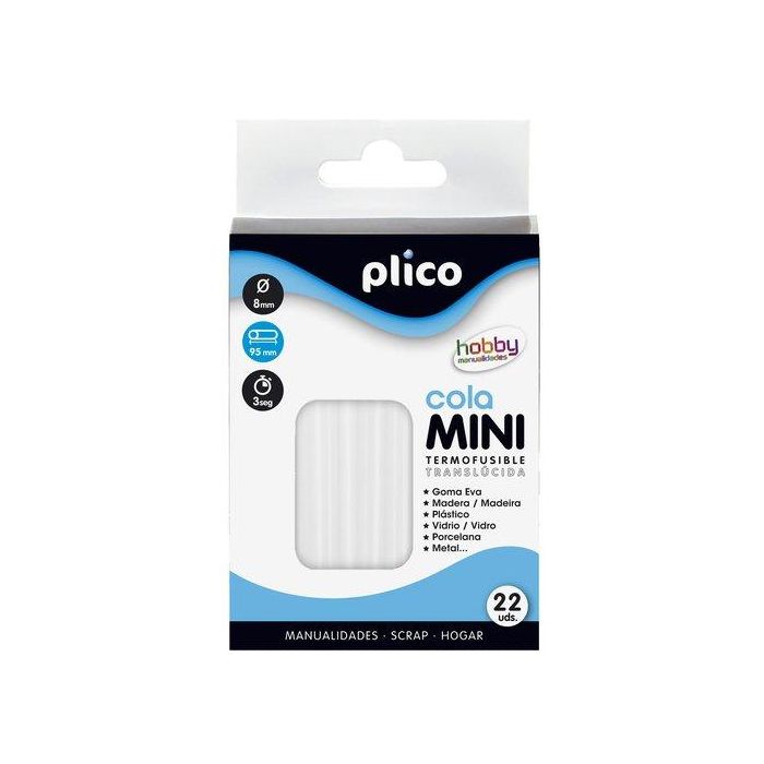 Plico Barra Termofusible Mini Translucida 8 mm x 95 mm - Blister 22 Unidades para Manualidades y Reparaciones