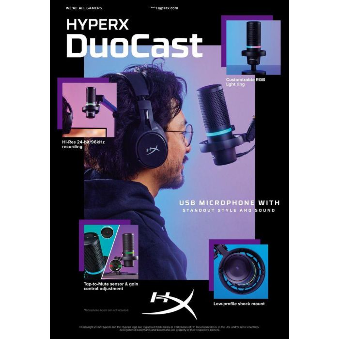 HP HyperX DuoCast - USB Microphone (Black) - RGB Lighting, 32 Ω, 24-bit/96kHz 9 HP HyperX DuoCast - USB Microphone (Black) - RGB Lighting, 32 Ω, 24-bit/96kHz 9