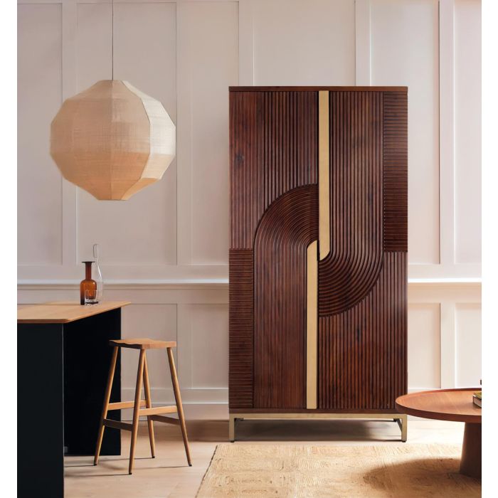 GINER Y COLOMER Mueble Bar Madera de Mango y Metal Cerezo 179 cm Alto 7