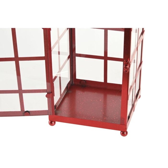 DKD Home Decor Farola Navidad Tradicional Rojo Dorado 21x63x21 cm Set de 2 Metal Cristal 3