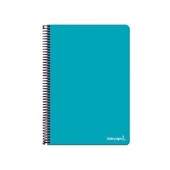 Liderpapel Cuaderno espiral Folio tapa blanda 80 hojas 60gr horizontal margen color turquesa 1