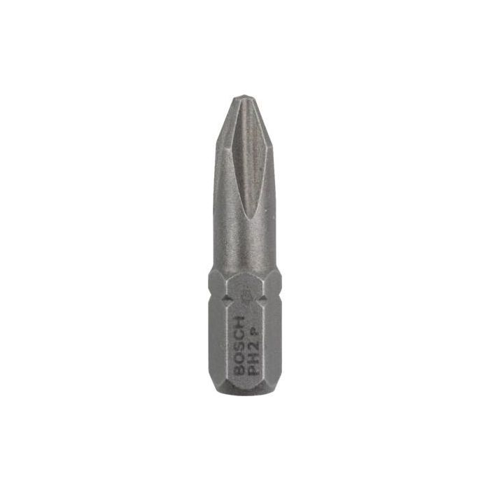 Bosch 2 607 001 511 - Puntas Destornillador Phillips PH2 de 25mm para Atornillador Eléctrico, Vástago 1/4", 3 Piezas